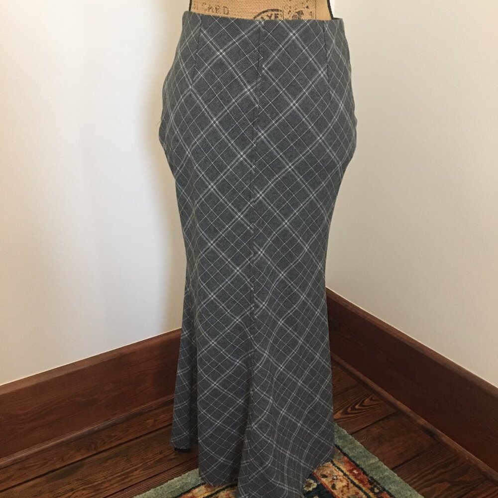 Urban Outfitters Archive Gray Plaid '90s Grunge Inspired Low Waisted Maxi Skirt